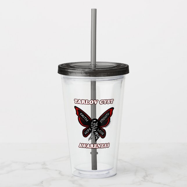 Butterfly/Awareness...Tarlov Cyst Acrylic Tumbler (Front)