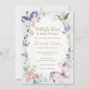 Butterfly baby Butterfly kisses baby shower Invitation