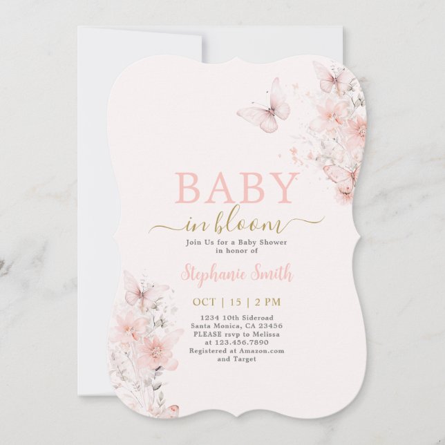 Butterfly Baby in Bloom Baby Shower Girl Invitation (Front)