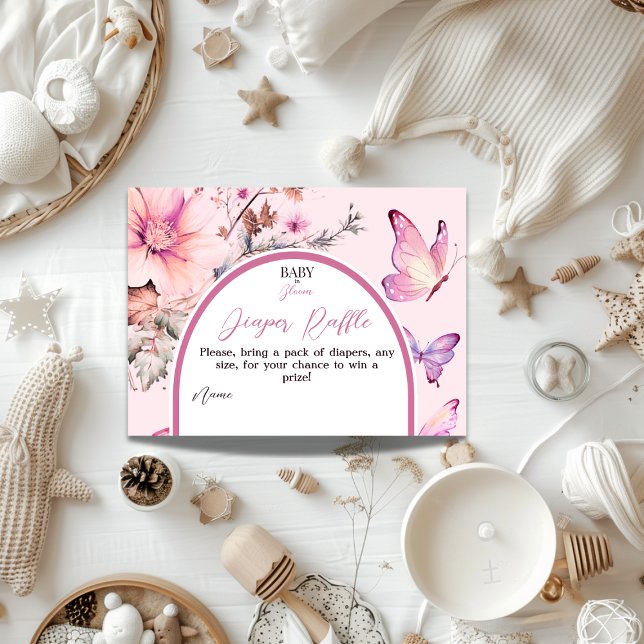 Butterfly Baby in Bloom Girl Baby Shower Diaper Enclosure Card (Creator Uploaded)