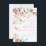 Butterfly Baby in Bloom Pink Floral Baby Shower  Save The Date<br><div class="desc">Butterfly Baby in Bloom Pink Floral Baby Shower Invitation</div>