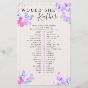 Butterfly Baby Shower Baby Word She Rather Game