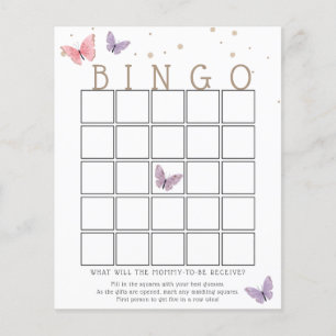Butterfly Baby Shower Bingo Game Card