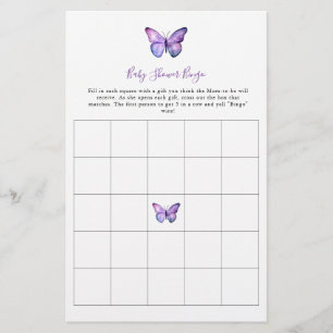 Butterfly Baby Shower Bingo Game Elegant Script  Flyer