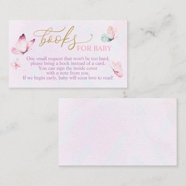Butterfly Baby Shower Bring a Book Card  (Front/Back)