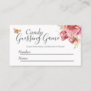 Butterfly Baby Shower Candy Guessing Game Business Card