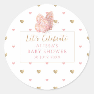 Butterfly Baby Shower Classic Round Sticker