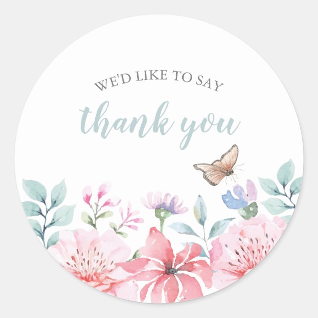 Butterfly Baby Shower Classic Round Sticker (Front)