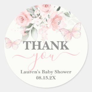 Butterfly Baby Shower Classic Round Sticker