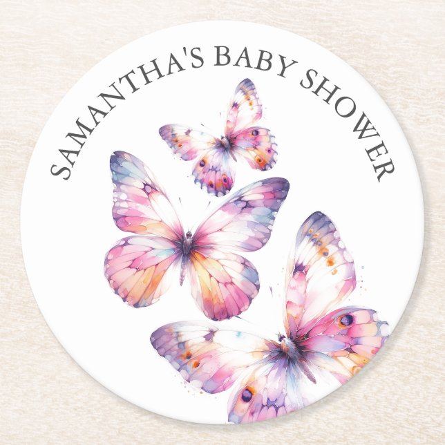 Butterfly Baby Shower Coasters (Front)