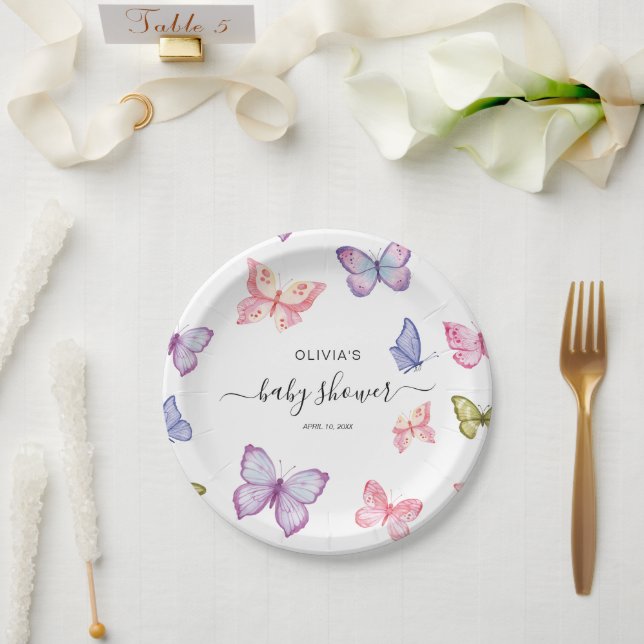 Butterfly Baby Shower Decor Paper Plate (Wedding)
