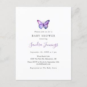 Butterfly Baby Shower Elegant Minimalist Simple  Postcard