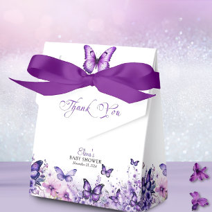 Butterfly Baby Shower Elegant Purple Floral Favour Box