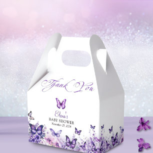 Butterfly Baby Shower Elegant Purple Floral Favour Box