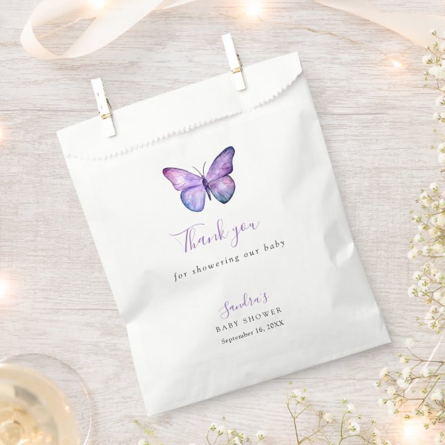 Butterfly Baby Shower Elegant Thank you Script  Favour Bags (Clipped)