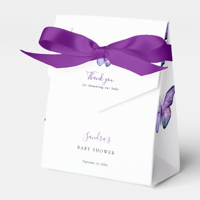 Butterfly Baby Shower Elegant Thank you Script   Favour Box (Front Side)