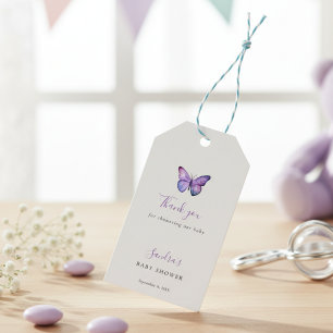 Butterfly Baby Shower Elegant Thank you Script Gift Tags
