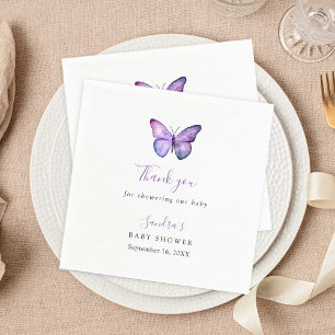 Butterfly Baby Shower Elegant Thank you Script Napkin