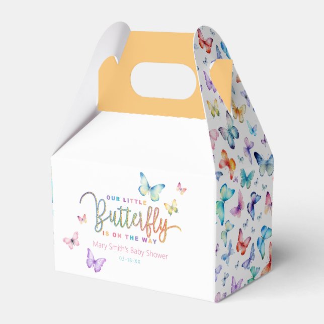 Butterfly Baby Shower Favour Box – Watercolor (Front Side)