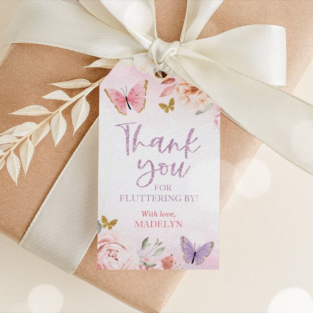 Butterfly Baby Shower Favour Tag Girl (Butterfly Baby Shower Favor Tag Girl)