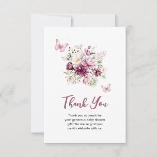 Butterfly Baby Shower Floral Thank You Card