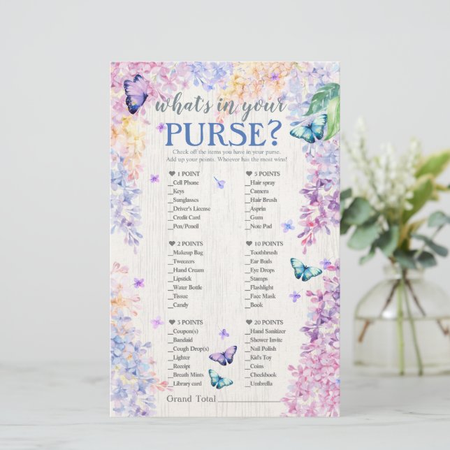 Butterfly Baby Shower Game | What's In Your Purse? (Standing Front)