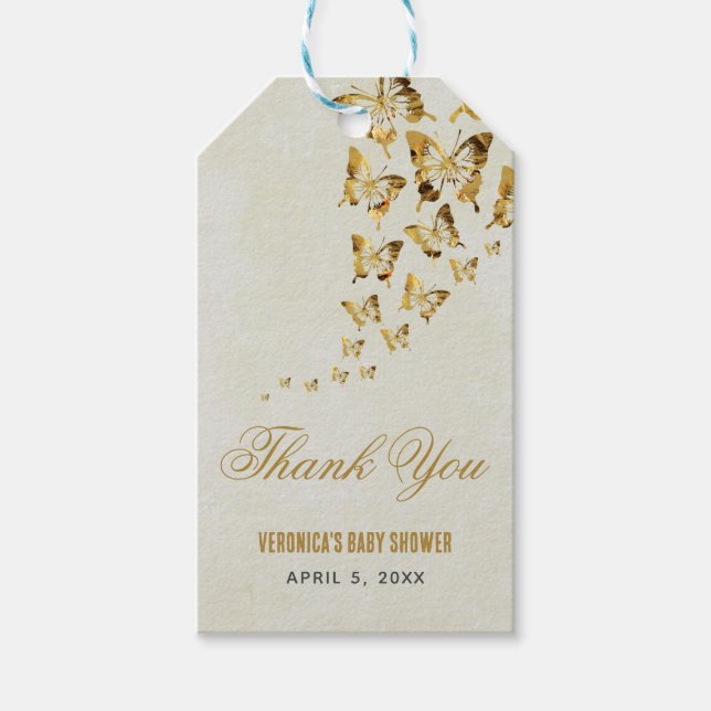 Butterfly Baby Shower Gift Tags (Front)
