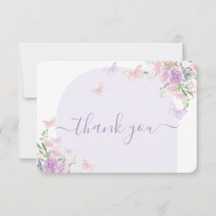 Butterfly Baby Shower Girl Flat Thank You Card