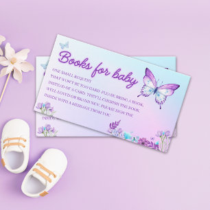 Butterfly Baby Shower girl Floral Pink & Purple Enclosure Card