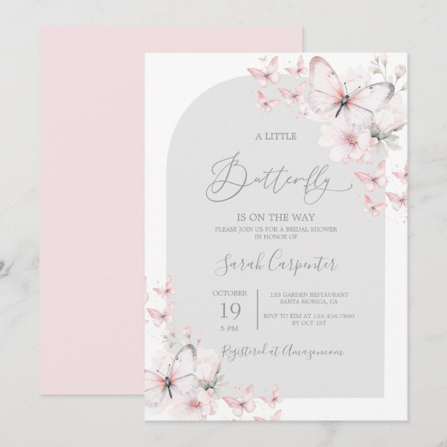 Butterfly Baby Shower Girl Invitation (Front/Back)