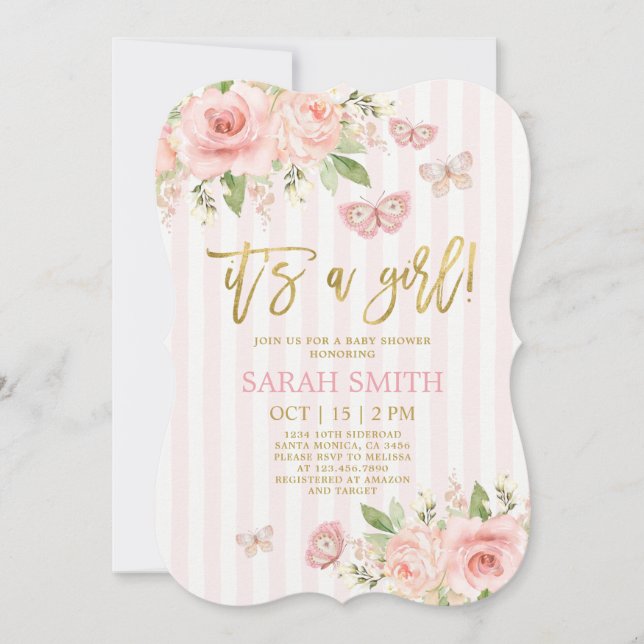 Butterfly Baby Shower girl Invitation (Front)