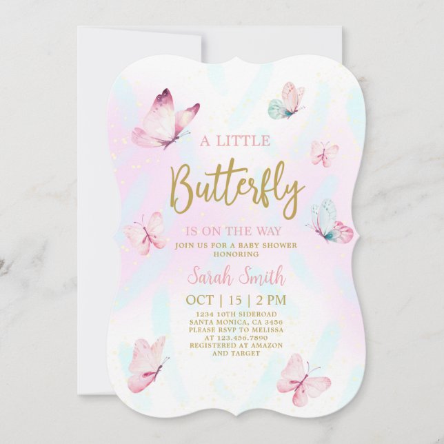 Butterfly Baby Shower girl Invitation (Front)