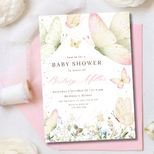 Butterfly Baby Shower Girls Floral Garden Party Invitation