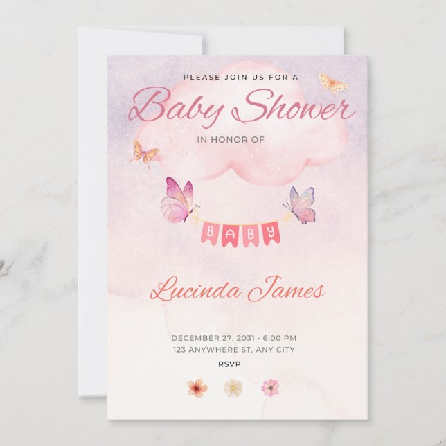 Butterfly Baby Shower Invitation (Front)