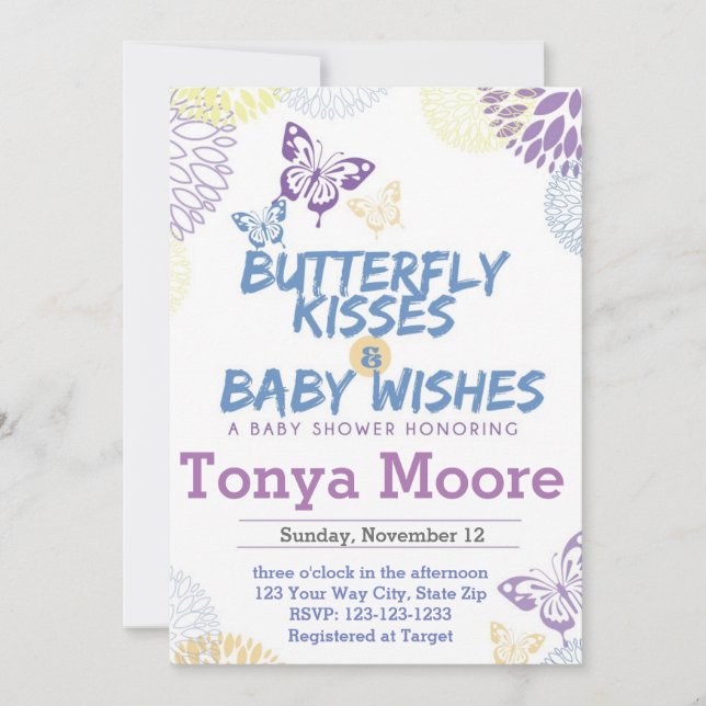 Butterfly Baby Shower Invitation (Front)