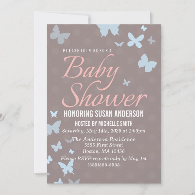 Butterfly Baby Shower Invitation (Front)
