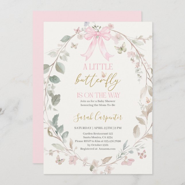 Butterfly Baby Shower Invitation (Front/Back)