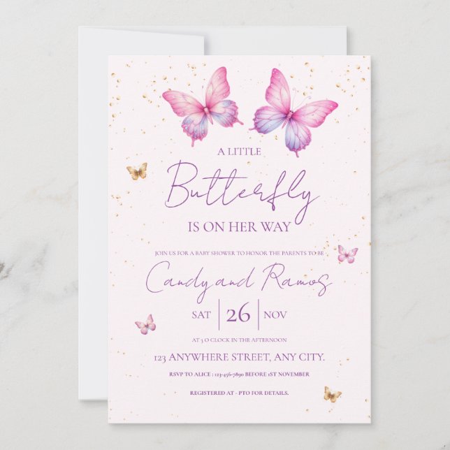 Butterfly Baby Shower Invitation (Front)