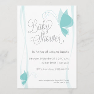 Butterfly baby shower invitation - blue