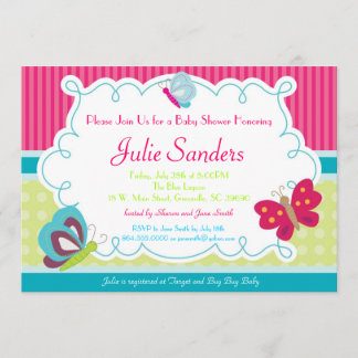 Butterfly Baby Shower Invitation, Butterflies Invitation