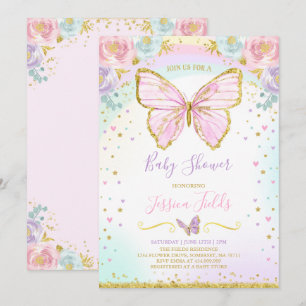 Butterfly Baby Shower Invitation Girl Baby Shower