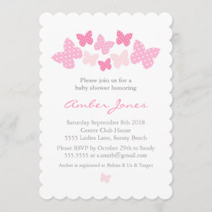 Butterfly Baby Shower Invitation - Pink