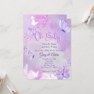 Butterfly Baby Shower Invitation Purple