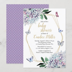 butterfly baby shower invitation purple invites