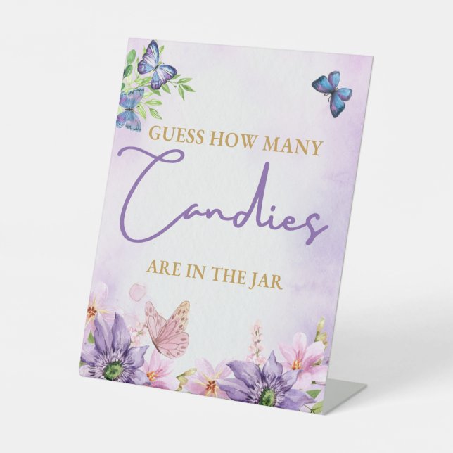 Butterfly Baby Shower It's A Girl Pedestal Sign (Front)