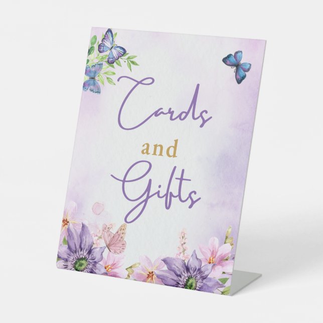 Butterfly Baby Shower It's A Girl Pedestal Sign (Front)