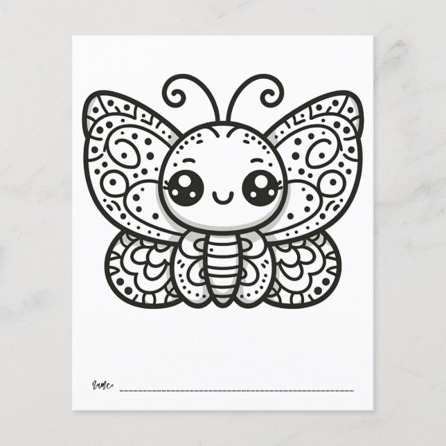 Butterfly Baby Shower Kids Activity Colouring Page (Front)