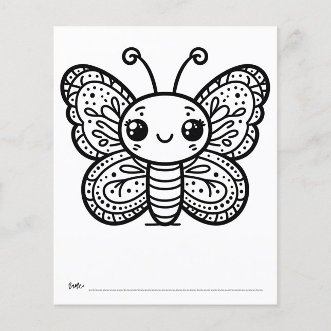 Butterfly Baby Shower Kids Activity Colouring Page (Front)