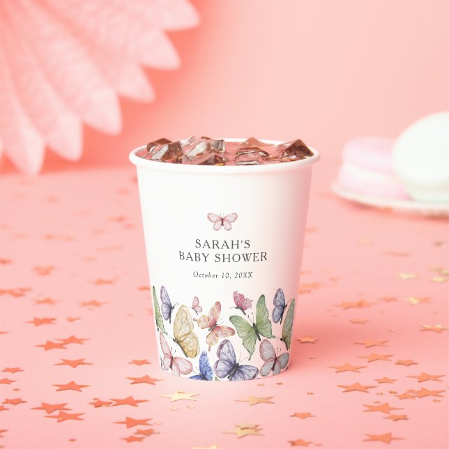 Butterfly Baby Shower Paper Cups (Insitu)