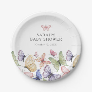 Butterfly Baby Shower Paper Plate